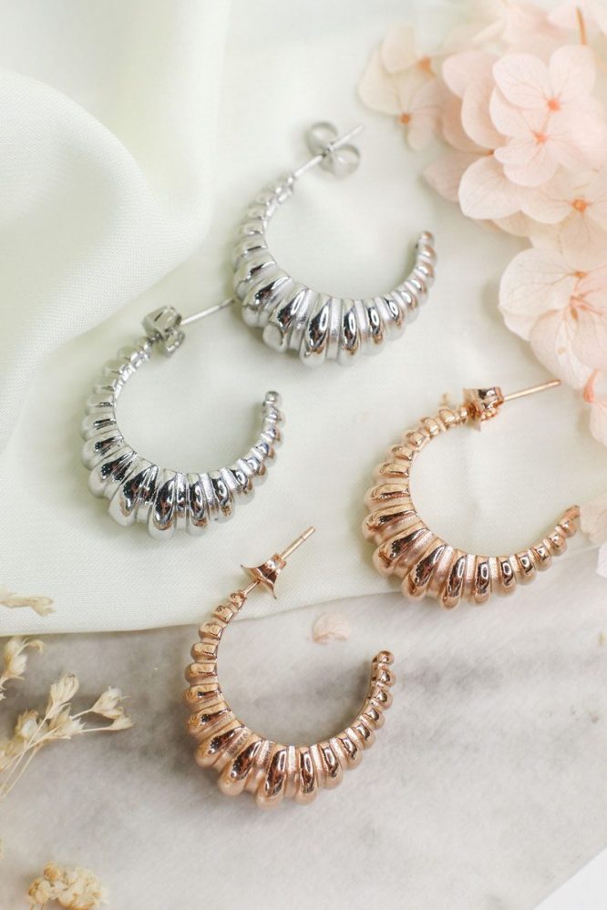 Croissant Studded Hoops